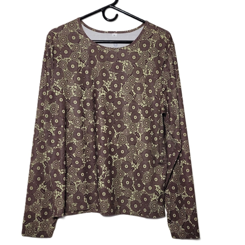 ISIS For Women Long Sleeve All Over Pattern Top XL Coolmax Active Travel Workout